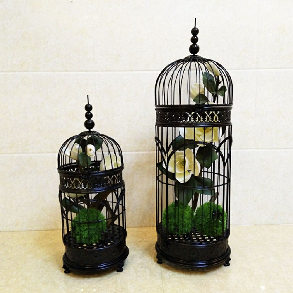 【人気商品】ペット用品 鳥籠 アイアン バード ケージ 98cm 団子取っ手付き 鳥かご 篭 ブラック ディスプレイ 開閉 鉄 ヴィンテージ風 インテリア バードゲージ 結婚式 ウェディング ブライダル ガーデン ウェルカムスペース メジロ
