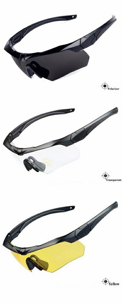 POLARZED  偏光軍事用サングラス  3枚入りセット  バイク用ゴーグル  策戦用防弾・UV防止の射撃グラス  サバゲー  アウトドア  UVカット  軍用  サバイバル  スポーツ  サバイバルゲーム  シューティングゴーグル  シューティンググラス