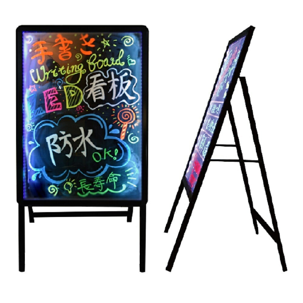 大 LED 看板 ネオンサイン 電飾スタンド 店舗用看板 店舗看板 ネオン メニューボード A型看板 立て看板 屋外 スタンド看板 看板 店舗用 店舗用看板 黒板 光る ウッドボード サロンインテリア モダン おしゃれ スリム コンパクト オリジナル カスタム 屋外家具
