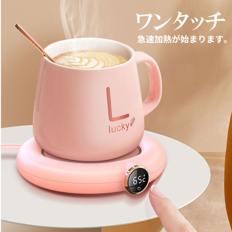 グリーン　カップウォーマー 保温コースター ドリンク 保温 usb コースター 卓上 保温器 ホットコースター 保温マグカップ コップ カップ マグカップ グラス ヒーター 加熱 北欧 可愛い おしゃれ オフィス 家庭用 アウトドア プレゼント 白 ピンク グリーン