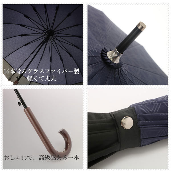 【紺x胡麻】 和傘 サントス santos 蛇の目 縁 伝統柄 着物 定番 雨傘 蛇の目風和傘 十六本骨 和風 和柄 ジャンプ傘 大きい ワンタッチ ジャレディース傘 JK-87 MJK-87 5462372768712