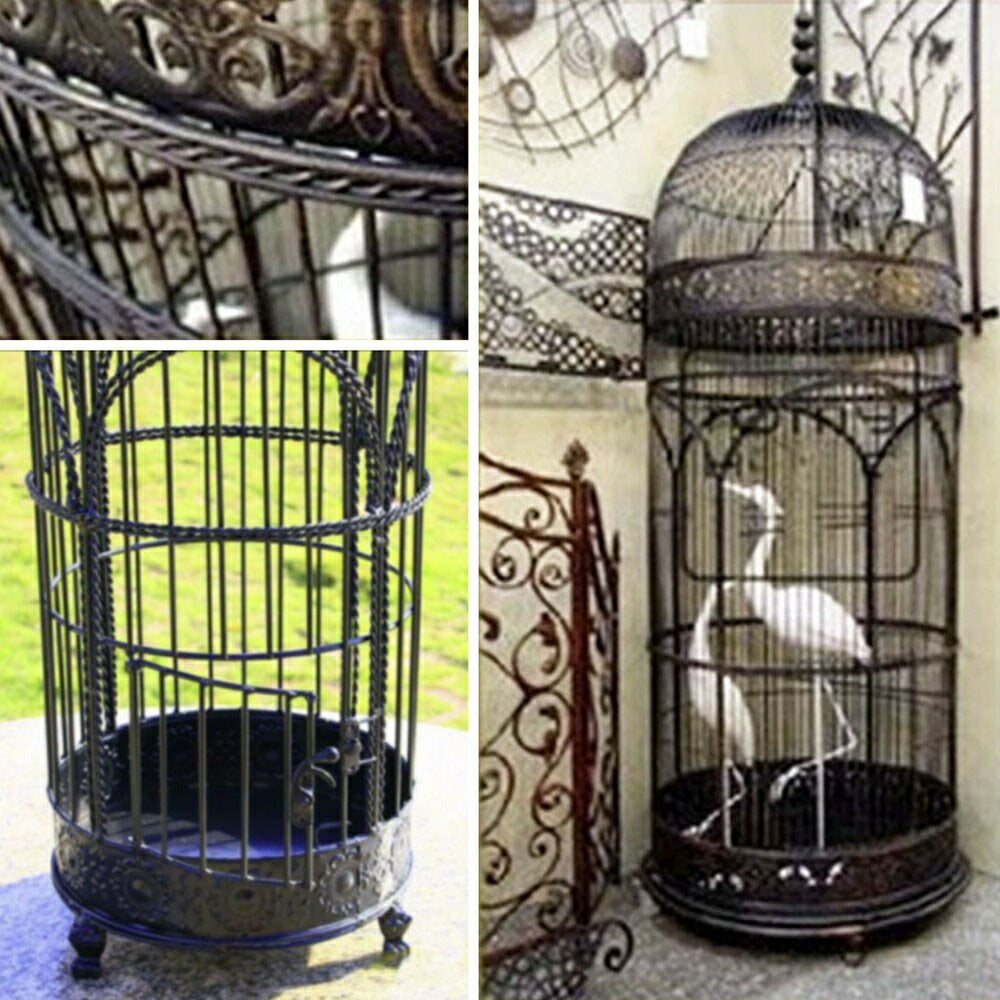 【人気商品】ペット用品 鳥籠 アイアン バード ケージ 98cm 団子取っ手付き 鳥かご 篭 ブラック ディスプレイ 開閉 鉄 ヴィンテージ風 インテリア バードゲージ 結婚式 ウェディング ブライダル ガーデン ウェルカムスペース メジロ