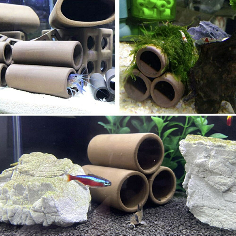 エビ シェルター ドラム缶 3連 アクアリウム  ペット用品 海老 隠れ家 繁殖 秘密基地 寝床 睡眠場所 オブジェ 水槽 置物 インテリア 熱帯魚 魚 熱帯雨林 海水魚 淡水魚 ネオンテトラ グッピー エンゼルフィッシュ ピラルク