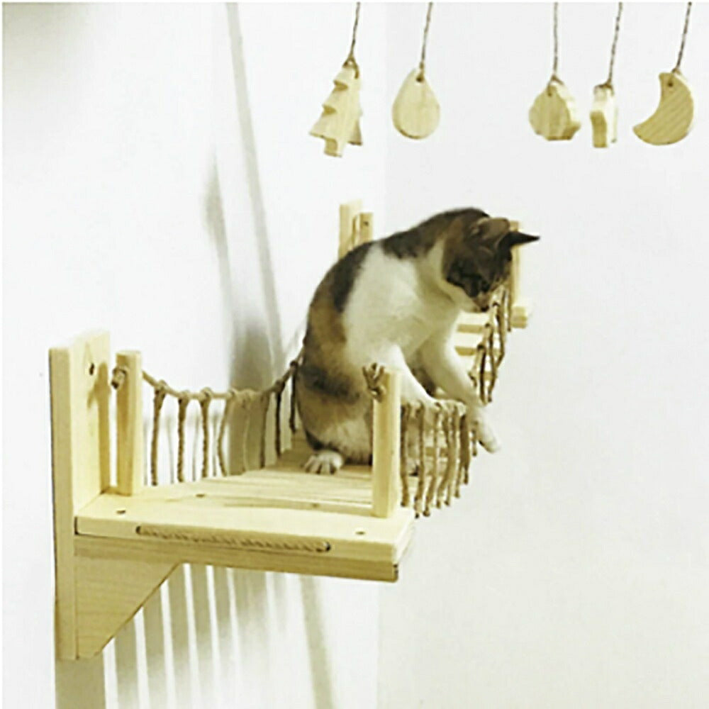 ペット 用 猫 はしご 壁付け 吊り橋 キャットウォーク キャットタワー キャットラダー 可愛い ねこ 猫用 バースデーギフト お誕生日祝い 玄関 部屋 DIY デコレーション パーティー用 撮影道具 ストレス解消 運動不足改善