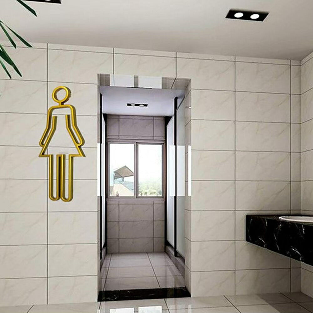 トイレ 男女マーク ゴールド プレート 雑貨 おしゃれ トイレサイン TOILET MEN WOMEN サイン ドアプレート トイレマークプレート トイレ標識 自宅 会社 ピクトグラム 誕生日 クリスマス ギフト サプライズ 友人 家族 パーティー