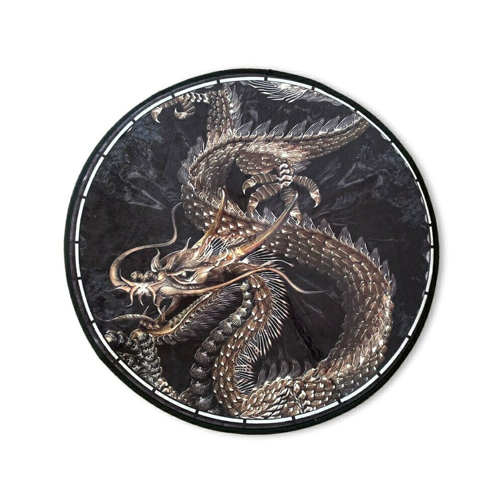 マット 玄関 用 丸型 黄金龍 60cm 龍 お風呂場 バスルーム カーペット 暖かい 温かい 温もり ふわふわ 滑り止めマット ペット 厚手 折り曲げ 足冷え対策 ズレない キズ防止 滑り防止 アンティーク チャーミング 誕生日 クリスマス ギフト