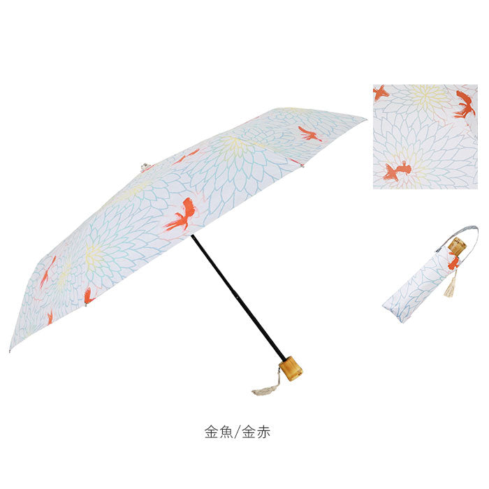 【花火/漆黒・折りたたみ傘50cm】 折りたたみ傘 レディース かわいい 通販 晴雨兼用 おしゃれ 50cm 6本骨 円形手元 UVカット率99%以上 遮光率99%以上 遮熱 UPF50＋ 河馬印本舗 晴雨兼用日傘 和柄 タッセル手元 撥水