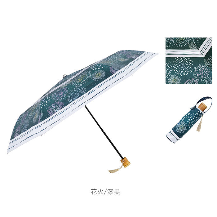 【麻の葉/藍色・折りたたみ傘50cm】 折りたたみ傘 レディース かわいい 通販 晴雨兼用 おしゃれ 50cm 6本骨 円形手元 UVカット率99%以上 遮光率99%以上 遮熱 UPF50＋ 河馬印本舗 晴雨兼用日傘 和柄 タッセル手元 撥水