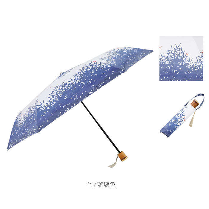 【麻の葉/藍色・折りたたみ傘50cm】 折りたたみ傘 レディース かわいい 通販 晴雨兼用 おしゃれ 50cm 6本骨 円形手元 UVカット率99%以上 遮光率99%以上 遮熱 UPF50＋ 河馬印本舗 晴雨兼用日傘 和柄 タッセル手元 撥水