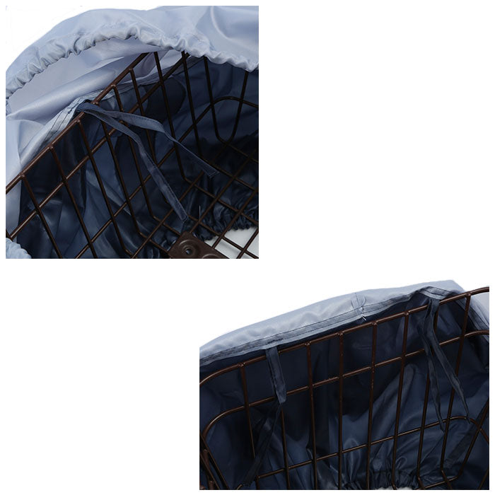 【41568.バイカラーカーキ・後ろかごカバー】 自転車 かごカバー 後ろ 通販 防水加工 巾着タイプ 撥水 はっ水 おしゃれ かわいい かご バスケット カバー フタ付き 雨よけ 荷物 飛び出し防止 盗難防止 Chou Chou Poche