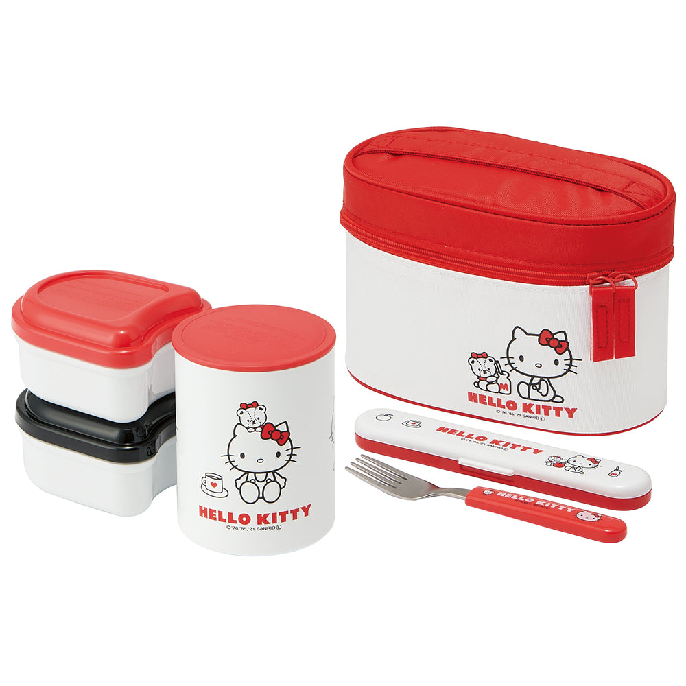 【ハローキティ＆タイニーチャム・ランチボックス】 弁当箱 スケーター 保温 保冷 通販 スケーター 560ml 保温ジャー 240ml 菜入れ 160ml×2 ランチボックス お弁当箱 フォーク付き ランチバッグ セット おしゃれ かわいい キャラクター