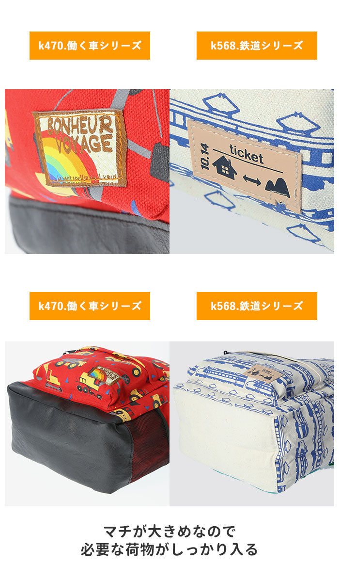 【k470.働く車RD・キッズデイパック】 キッズ リュック 男の子 通販 デイパック ブランド ターンオーバー 幼稚園 保育園 通園 リュックサック 園児 習い事 レッスンバッグ KIDS モメンタムキッズ おしゃれ バック 子ども 遠足