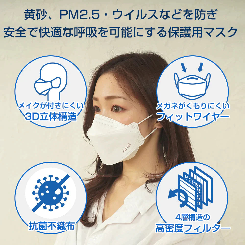 【20枚】KF94 マスク New Airish Plus エアリッシュ  ホワイト
