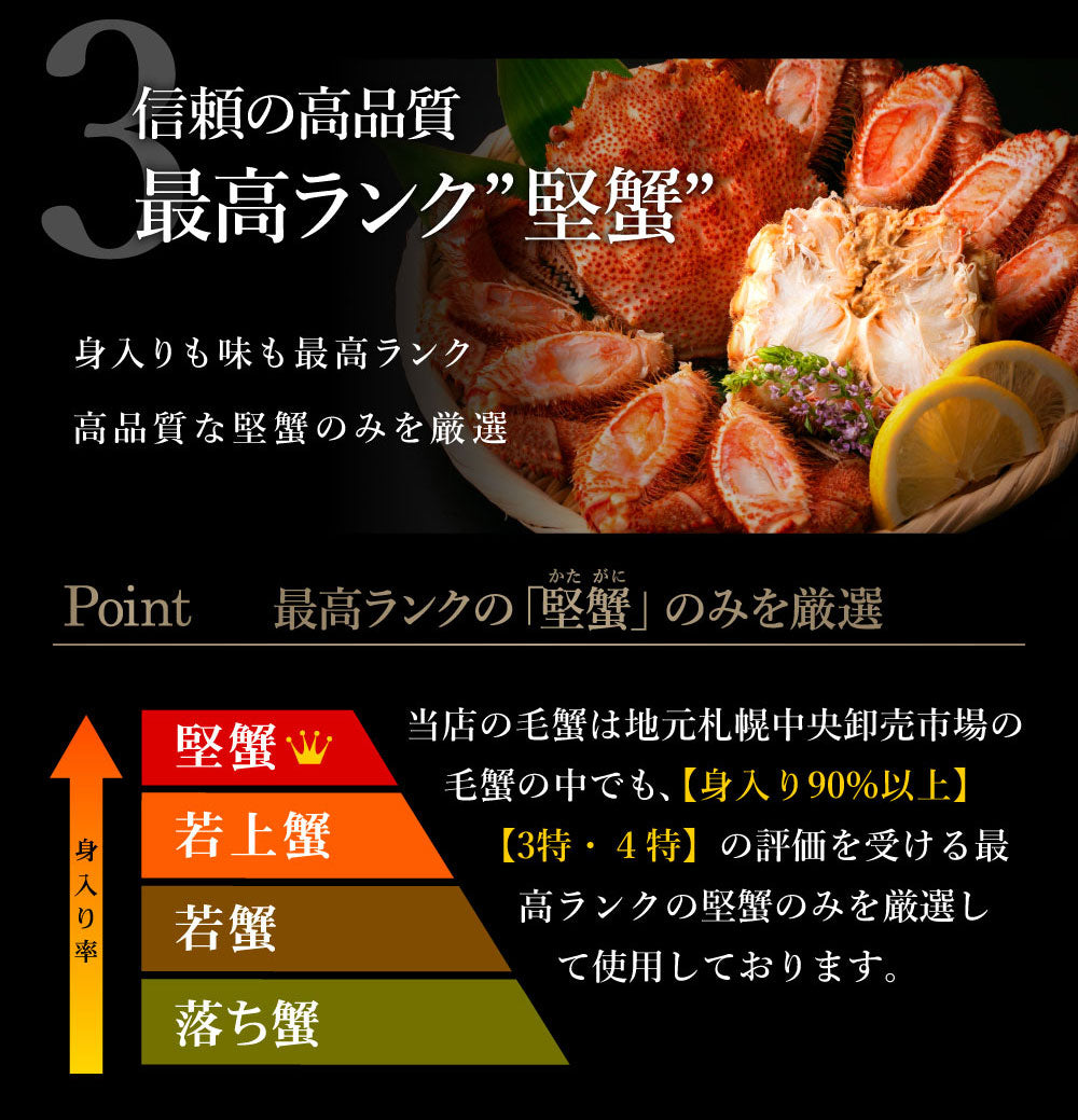 身入り抜群！特大毛蟹1尾で800g