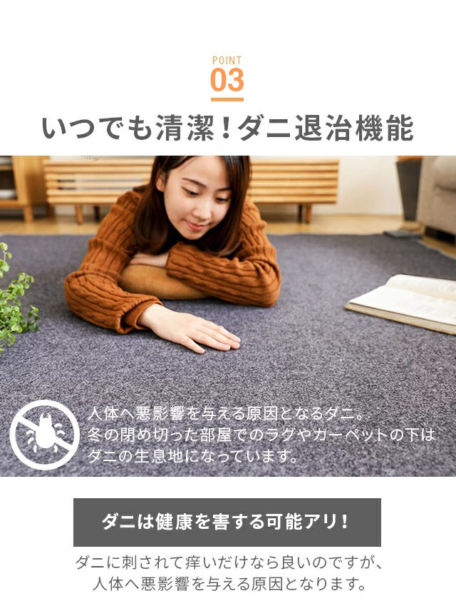 グレー ホットカーペット 2畳  省エネ  足元 タイマー付き(hzh01-2) 【1年保証】