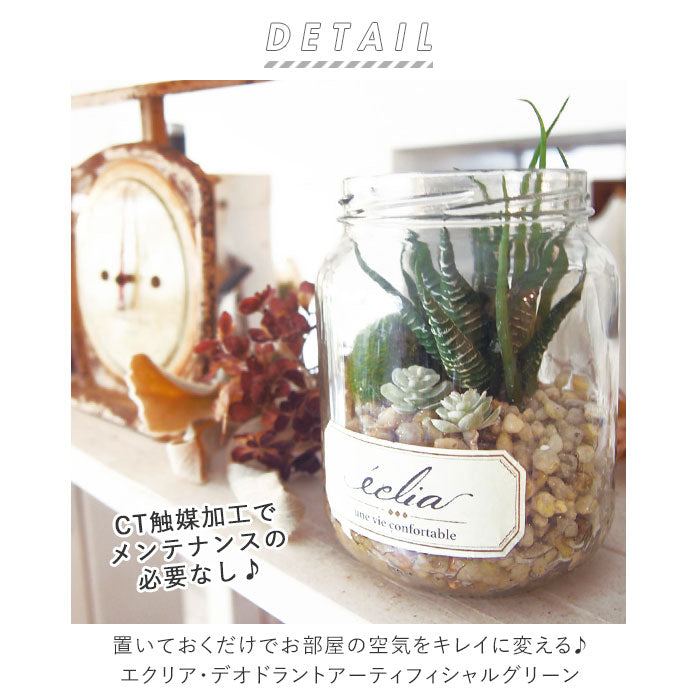 【61021.Bタイプ】 観葉植物 フェイクグリーン 通販 おしゃれ 小さい CT触媒 消臭アーティフィシャルグリーン ECLIA エクリア インテリアグリーン ラウンドポット キャニスター インテリア 人工植物