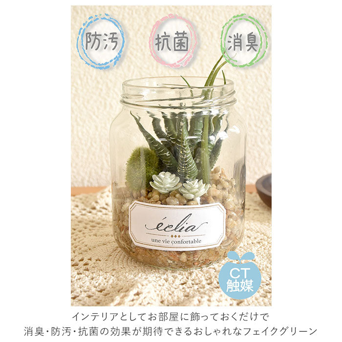 【61021.Bタイプ】 観葉植物 フェイクグリーン 通販 おしゃれ 小さい CT触媒 消臭アーティフィシャルグリーン ECLIA エクリア インテリアグリーン ラウンドポット キャニスター インテリア 人工植物