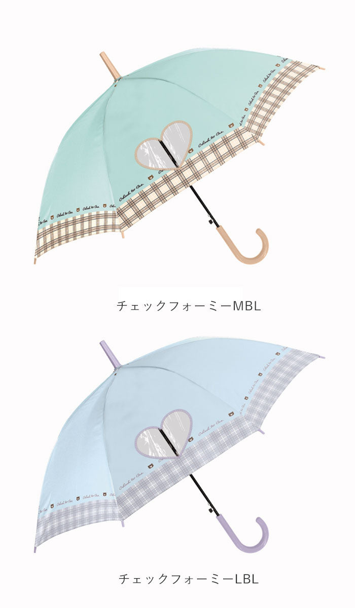 【チェックフォーミーLBL・ジャンプ傘】 キッズ 傘 女の子 かわいい 通販 長傘 子供用 55センチ 雨傘 55cm 子供用 おしゃれ ジャンプ 小学生 小学校 可愛い 通学 子供 透明窓付き カサ かさ 子ども プレセント ギフト 子ども傘