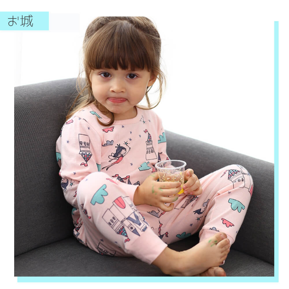 【ユニコーン100cm】 パジャマ キッズ ルームウエア 寝巻き 部屋着 セットアップ 上下セット ベビー 子供服 長袖 長ズボン 男の子 女の子 ボーイズ ガールズ 綿100％ コットン