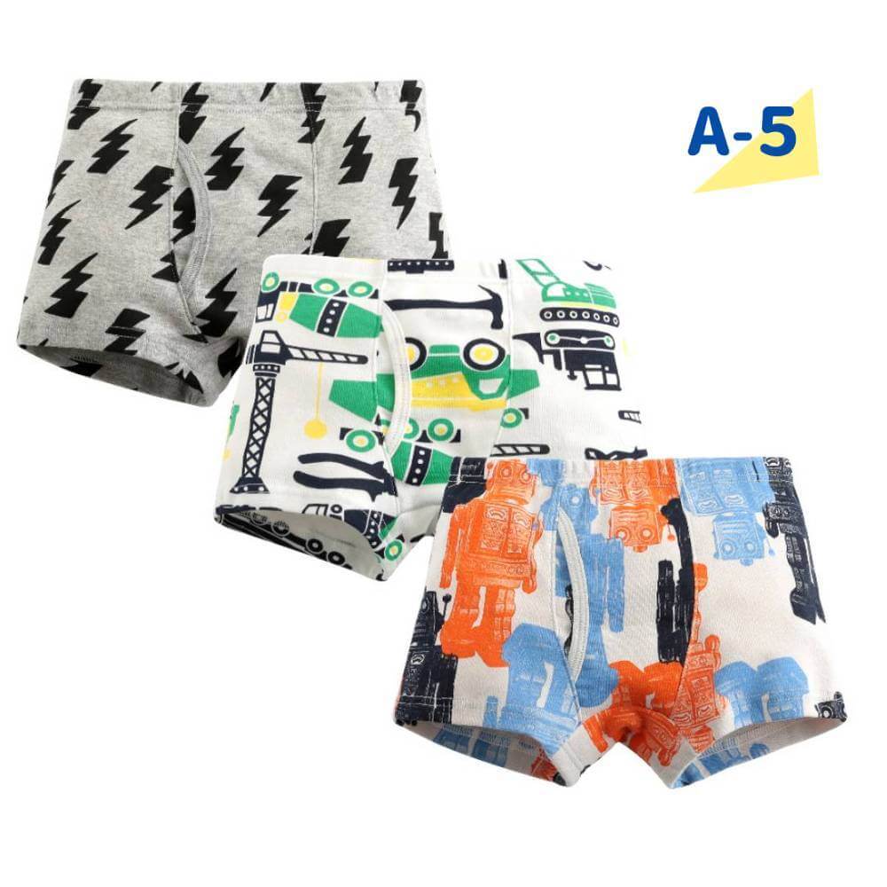 【A-1 110cm】 パンツ キッズ 子供 3枚セット 下着 ボクサーパンツ 3枚組 男の子 男児 ボーイズ BOYS ボクサー ブリーフ インナー 綿100% コットン 前あき 恐竜 車