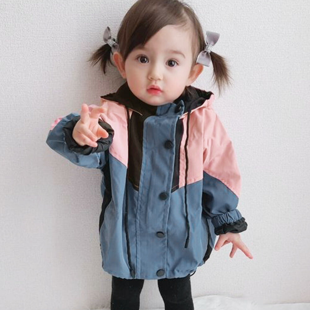 【100cm 】 マウンテンパーカー キッズ ベビー ウインドブレーカー ジャケット コート 上着 子供服 キッズ ベビー 女の子 ガールズ フード付き