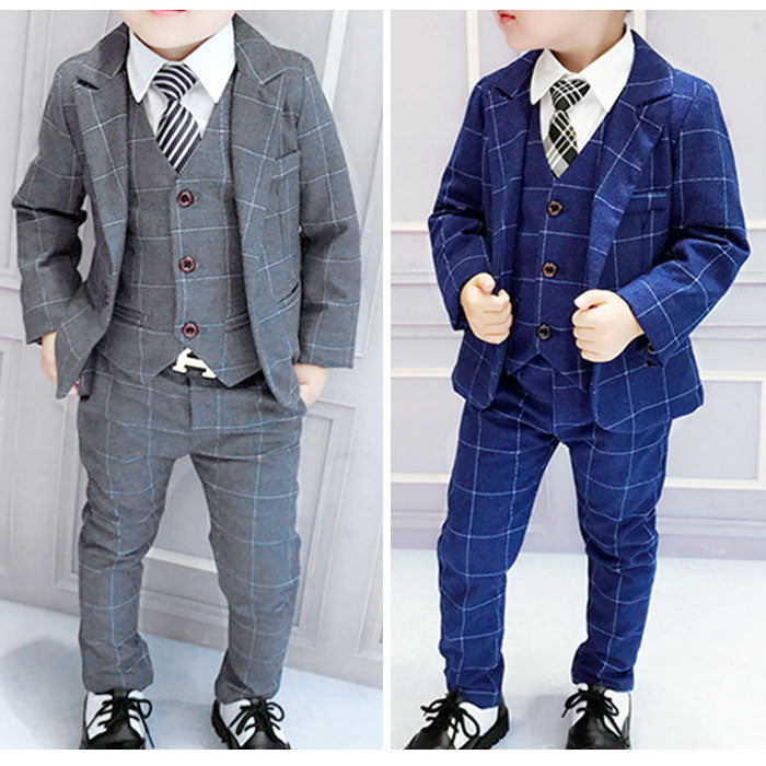 【ネイビー・120cm】 キッズ スーツ 男の子 通販 フォーマル 卒園式 入学式 卒業式 入園式 チェック柄 フォーマルスーツ ジャケット ベスト パンツ ズボン 結婚式 七五三 発表会 パーティ 子供服 90 100 110