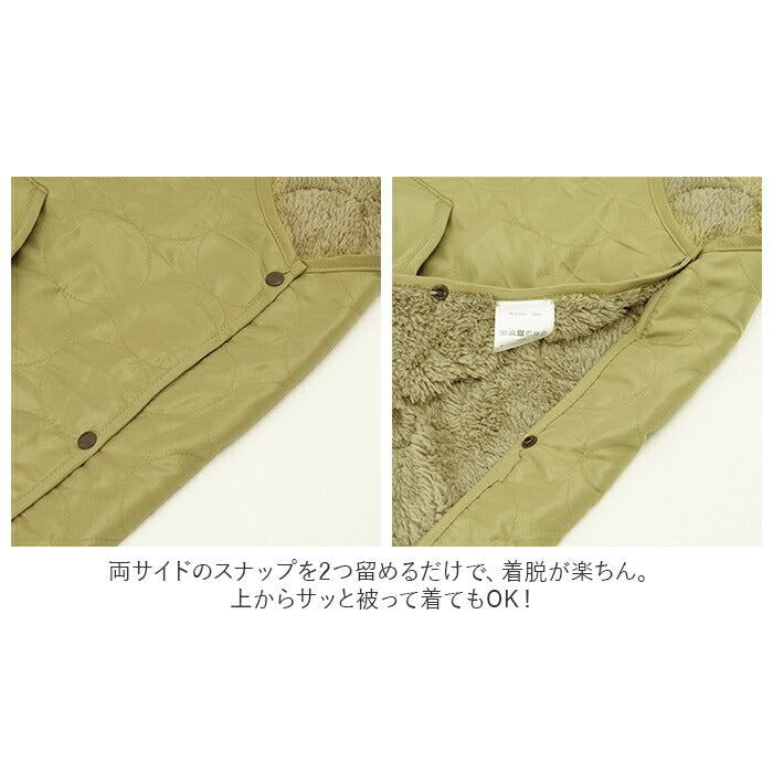 【キューブチェック/グレー・エプロン】 エプロン 暖かい 通販 キルトタブリエ ロングエプロン冬用 フレンズヒル 保育士 介護士 防寒 裏ボア 秋冬 かわいい おしゃれ 大人 ルームウェア 撥水 ロング丈 母の日 敬老の日 ギフト