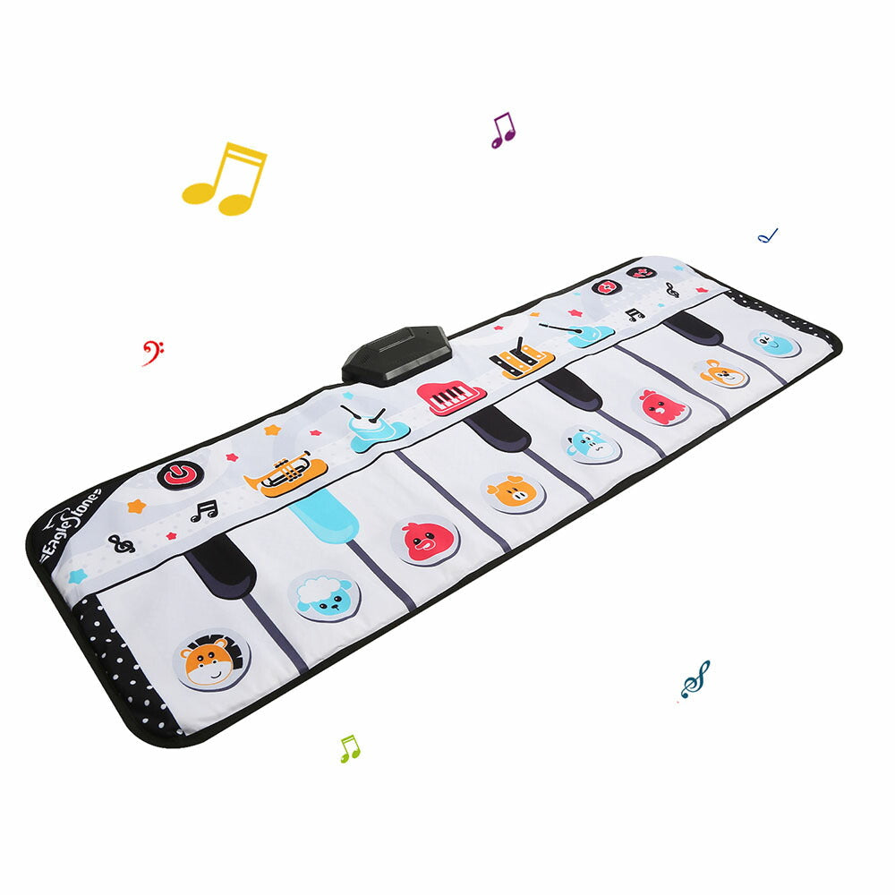 Eaglestone 玩具 ピアノ 足 おもちゃ  ピアノマット 音楽 知育 子供 ロールアップピアノ 鍵盤 折り畳み 8鍵盤 8種類動物音 5種類楽器音 ミュージックマット 子ども用 女の子 男の子 音量調整可能 防水素材 滑り止め 贈り物 こどもの日 誕生日 プレゼント 送料無料
