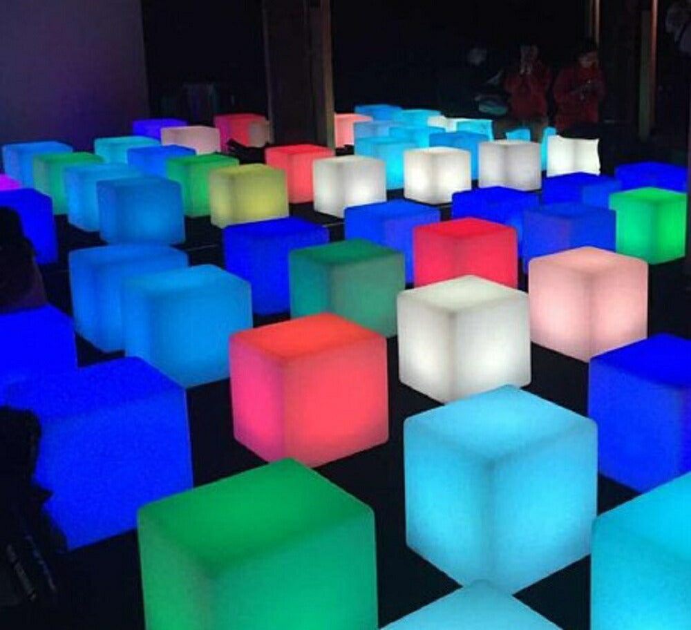 12色 LED ボックス チェア スツール おしゃれ コンパクト 充電式