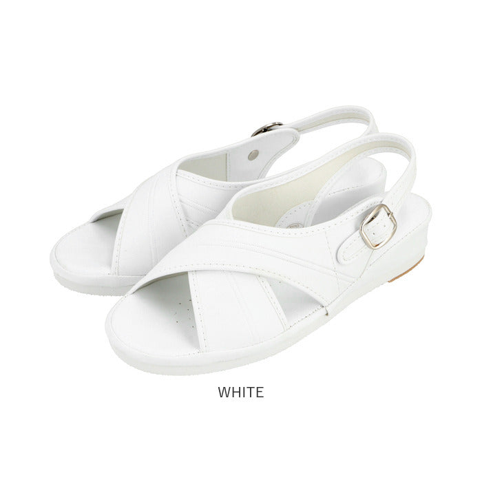 【WHITE・M(23-23.5cm)】 ナースサンダル 厚底 通販 ナースシューズ 疲れにくい オフィスサンダル サンダル Ks Plus ケーズプラス ビジネス オフィス 事務 レディース ブラック 黒 ホワイト 白 15026
