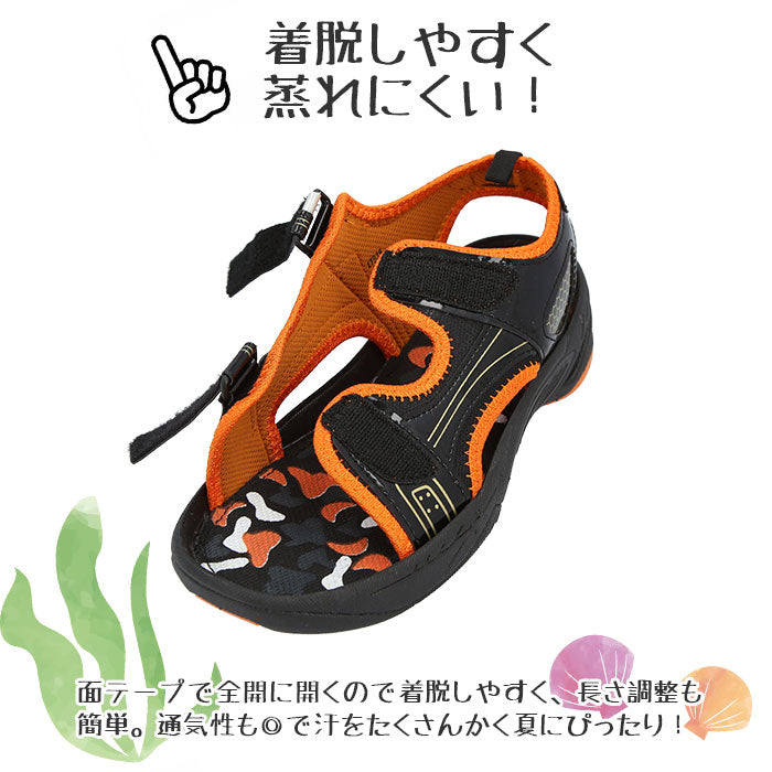 【サックス/ホワイト・22cm】 スポーツサンダル キッズ 通販 キッズスポーツサンダル 子供用 サンダル スポサン つま先保護 面ファスナー ベルクロ ズレにくい ずれにくい 機能性 Ks Plus ケーズプラス 男の子 女の子