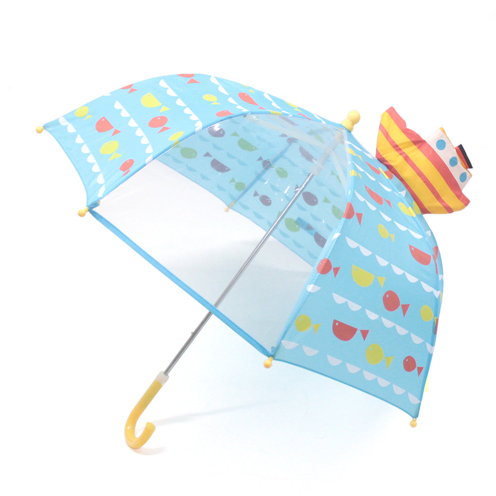 【047403SEA・kumbrella】 傘 キーストーン Keystone  通販 キッズ 子供用 45cm 45センチ キッズアンブレラ 透明窓付き 幼稚園 保育園 小学校 通園 通学 男の子 女の子 レイングッズ 雨傘 3Dビューアンブレラ