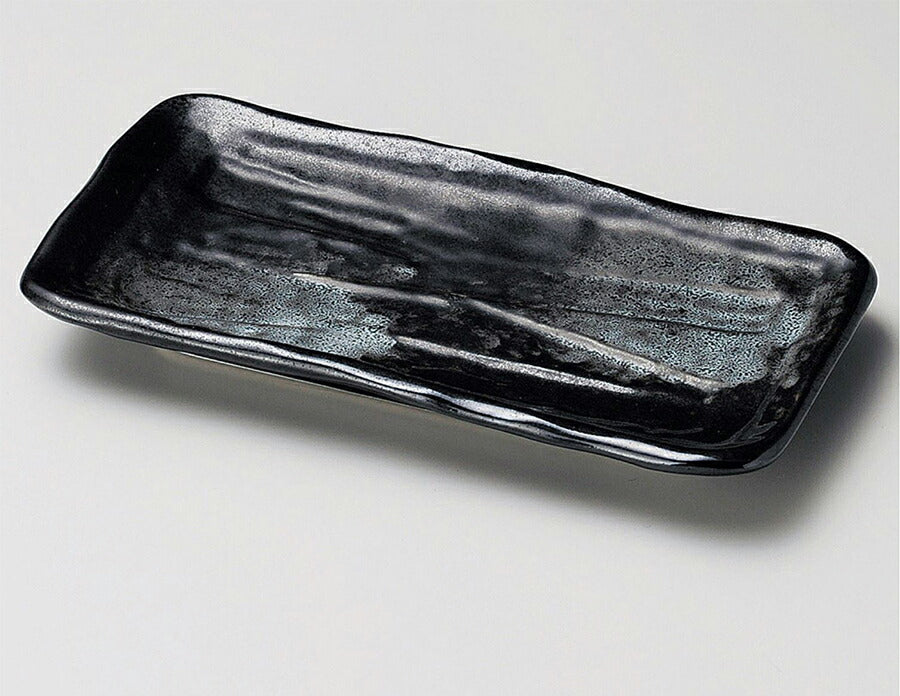 【送料無料】削ぎ型黒串皿4枚セット 幅18.5cm 美濃焼 角皿 国産 黒 長角皿 国産 日本製 食器セット 取り分け皿 取り皿 和食器 陶器のふる里