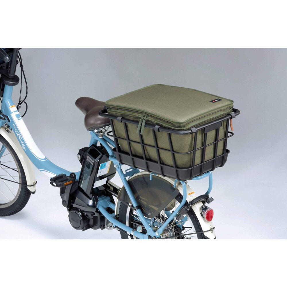 【カーキ・インナーカバー】 自転車 後ろカゴカバー 通販 後ろカゴ 二段式 バッグ 大容量 大型 2段式 かごカバー カゴカバー 盗難防止 リアタイプ 撥水 はっ水 防水 インナーカバー リヤータイプ kawasumi KW-860