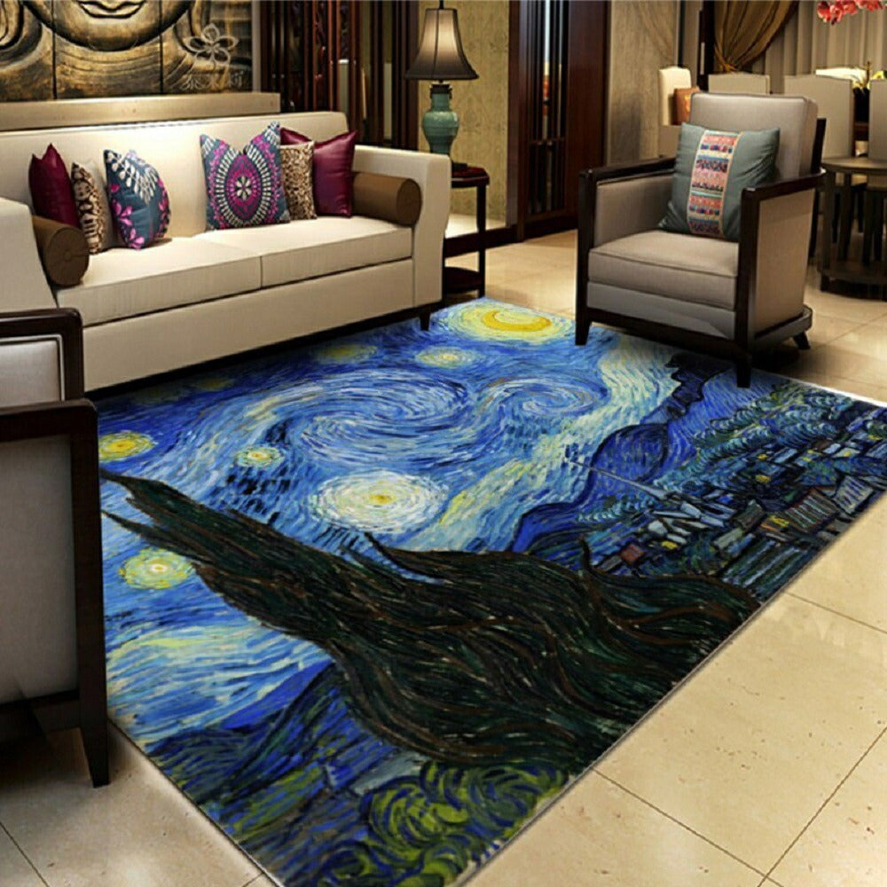 カーペット ゴッホ Vincent van Gogh フィンセント ファン ゴッホ 星月夜 アンティーク 絵画 シリーズ レトロ インテリア モダン 北欧 ゴシック 絵 リビング マット ラグ オールシーズン グッズ 癒し ヨーロッパ EU クリスマス 撮影 イベント