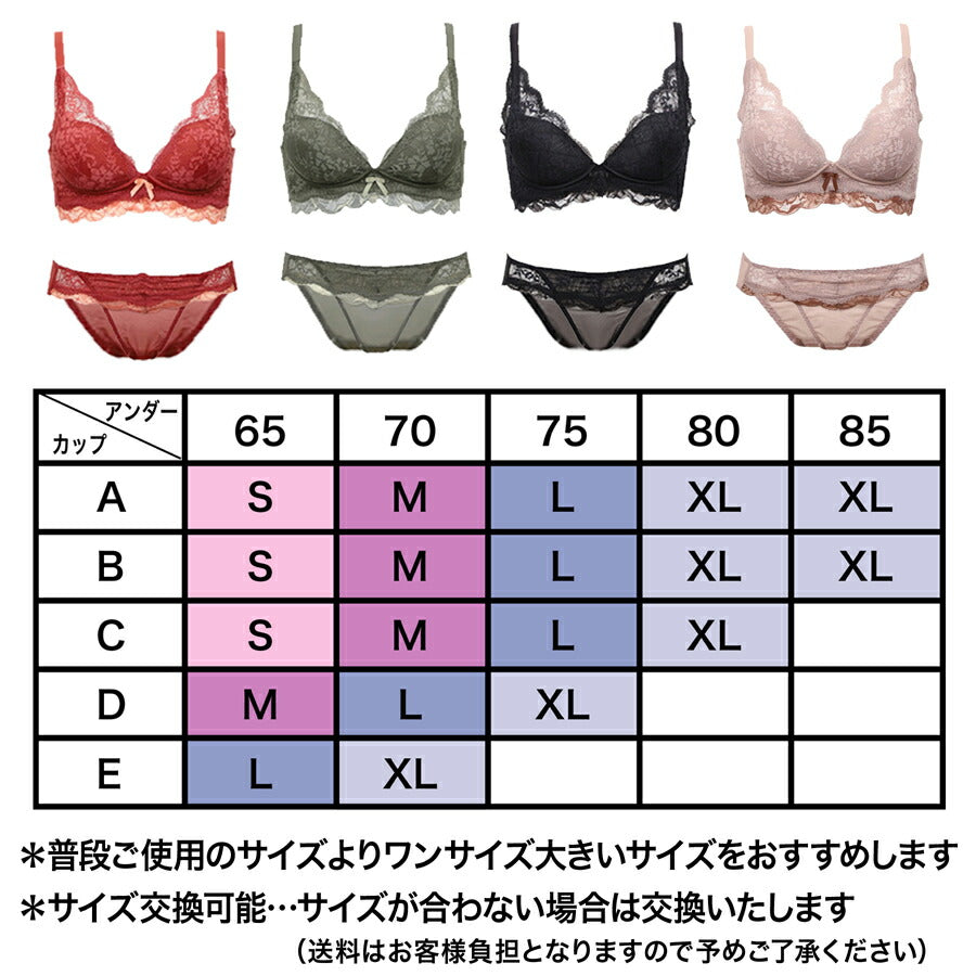 【ベビーキッズリリース記念セール】ブラックM　ブラ ノンワイヤー ナイトブラ 上下セット ブラジャー ショーツ セット 谷間 盛れる 育乳 バストアップ 補正 ブラショーツ ランジェリー インナー 下着 フリル レース かわいい