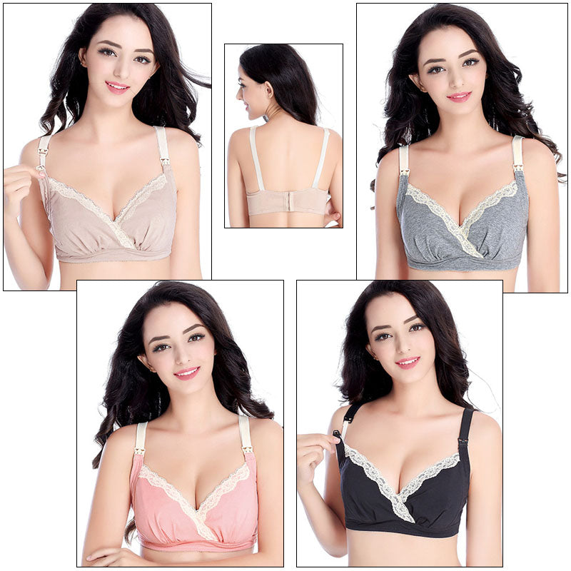【ピンク×2枚 Lサイズ】 授乳ブラ 2枚セット ノンワイヤー 前開き ストラップオープン 大きいサイズ 垂れ セット クロスオープン レース 授乳 ブラ 授乳ブラジャー マタニティブラ マタニティ インナー 産前 産後 授乳用 ブラジャー 下着