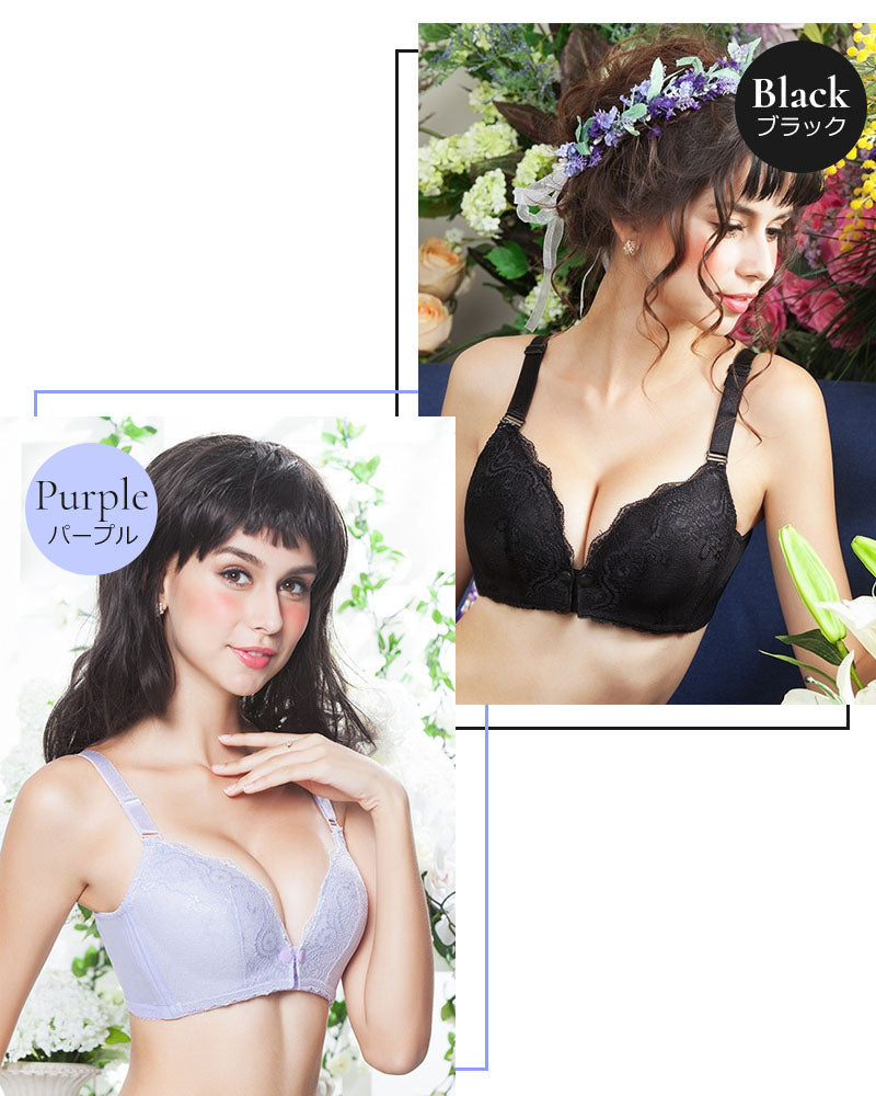 【パープル85C】 授乳ブラ 前開き ノンワイヤー オープンフロント レース 垂れ スナップボタン式 授乳 ブラ マタニティブラ 授乳ブラジャー 大きいサイズ マタニティ インナー 産前 産後 授乳用 ブラジャー 下着 おしゃれ かわいい