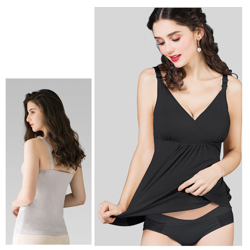 【ブラックLサイズ】 授乳 キャミ カップ付き マタニティ キャミソール 授乳キャミ 授乳ブラ パッド入り マタニティキャミソール 授乳キャミソール 前開き 大きいサイズ ブラ 授乳 下着 おしゃれ かわいい タンクトップ ブラトップ 授乳インナー