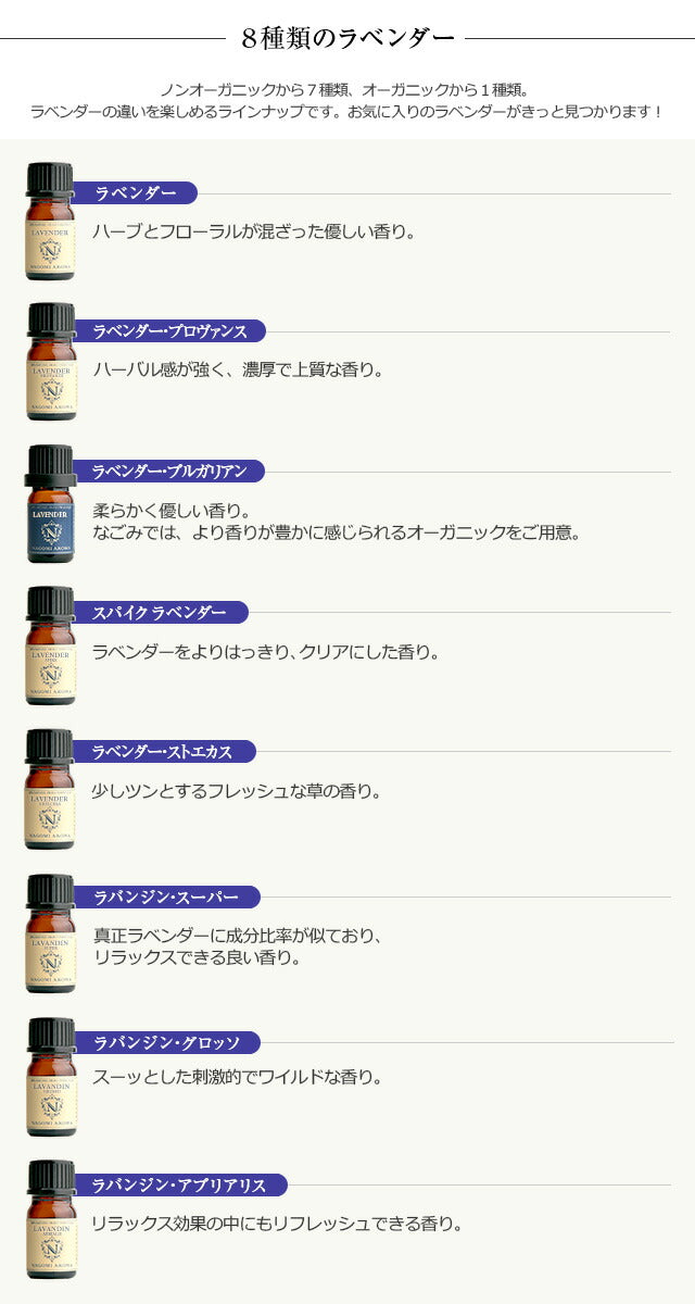 アロマオイル ラベンダー セット 5ml×8本 8種のラベンダーが楽しめる 【送料無料】 エッセンシャルオイル 認定精油 ラベンダーオイル 癒し 天然 ギフト アソート サウナ ロウリュ エッセンシャル アロマディフューザー