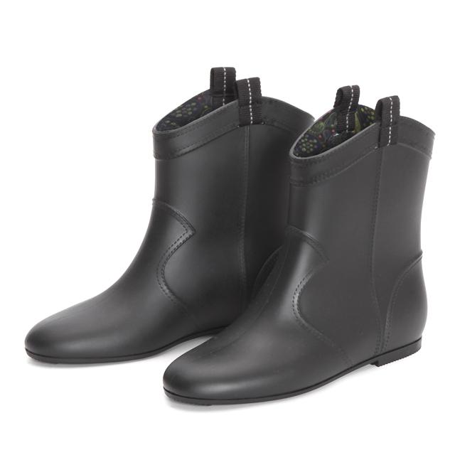 【ブラック・Mサイズ(23.5～24.0)】 レインブーツ レディース ショート 通販 ショートブーツ ブーツ 長靴 レインシューズ おしゃれ シンプル ショート丈 完全防水 ウエスタンブーツ 歩きやすい ローヒール  靴 阪神生地 モン