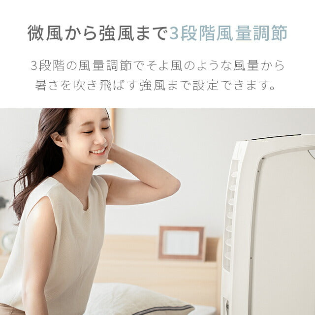 ホワイト 【1年保証】 冷風機 冷風扇 リモコン式 保冷剤×2個 送料無料 スポットクーラー クールファン リビング扇風機 熱中症対策 大容量タンク 自動首振り 抗菌フィルター キャスター付き 省エネ おしゃれ AND・DECO アンドデコ