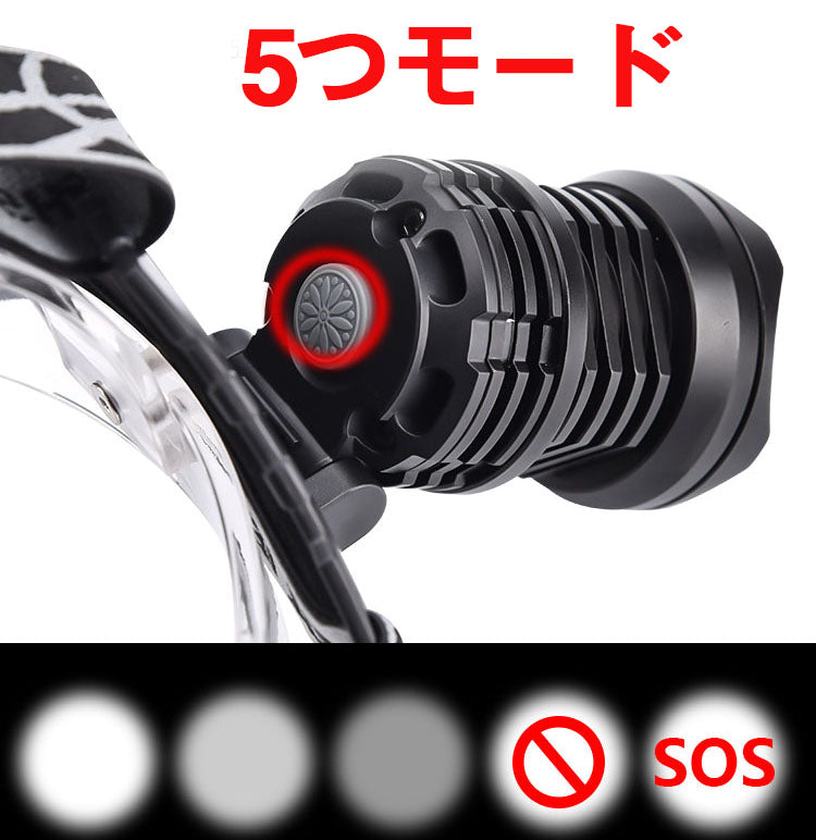 LEDヘッドライト 超強ルーメン 最高輝度 2020最新仕様 5段階の点灯モード(w016)