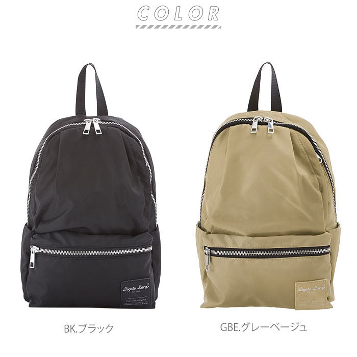 【BK.ブラック】 ミニリュック Legato Largo レガートラルゴ  通販 レディース おしゃれ ナイロン調 はっ水 撥水加工 シンプル 無地 黒 ブラック 紺 ネイビー 通勤 通学 メンズ ユニセックス