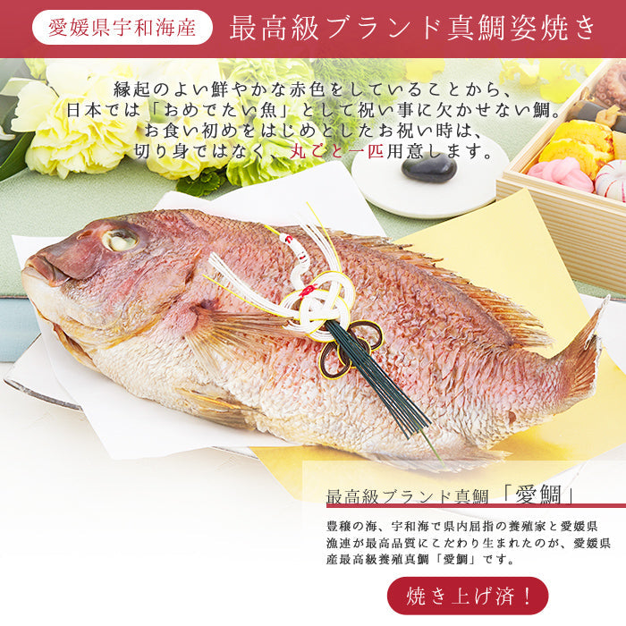★非掲載★お食い初め セット 料理 【日本料理神谷監修 お食い初めセット 祝い鯛姿焼きコース（鯛1kg・食器セット）】 百日祝い 鯛 歯固め石 ギフト パーティー お正月 インスタ映え 出産祝い ミシュラン 盛り付け済み レンジ解凍OK