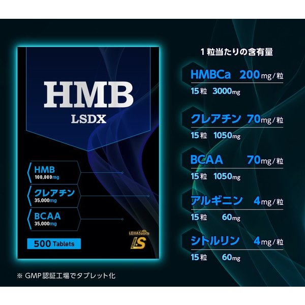 HMB サプリ タブレット LSDX 1袋 500粒 1ヶ月分