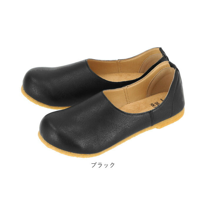 【ブラック・Sサイズ】 フラットシューズ レディース 通販 スリッポン おしゃれ 履きやすい 歩きやすい 滑りにくい ラウンドトゥ 軽い 軽量 ナチュラル カジュアル シンプル 無地 ステッチ LILYAN HOUSE