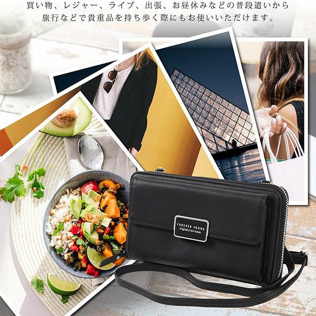 ポシェット お財布ポシェット 財布 お財布機能付き スマホポシェット レディース 斜めがけ 軽量 女の子 ポシェット 2way ショルダーバッグ 斜めがけ 大人 ポーチ かわいい おしゃれ 小物入れ ママ ショルダー 皮 ブランド 財布 ブランド お財布  ミニショルダー 直送(グレー)