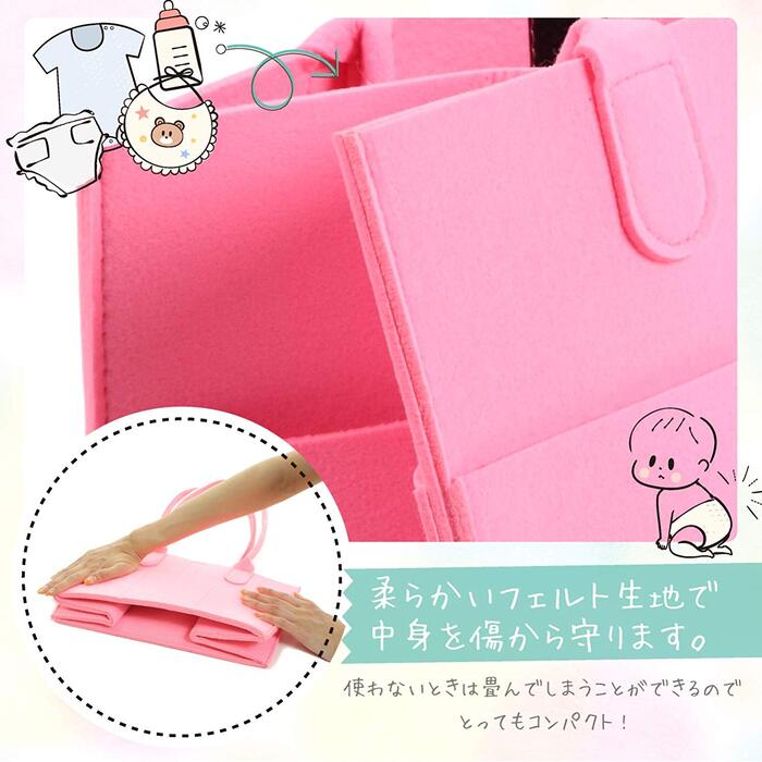 おむつストッカー 蓋付き おむつ 収納 持ち運び 収納ボックス 小物入れ 持ち運び オムツ収納 バックインバック ベビー用品 収納 オムツケース バッグ ふた付き 折りたたみ ボックス カゴ バスケット 仕切り 大容量 赤ちゃん ベビー 小物入れ 出産祝い 出産祝い ギフト 直送(ブルー)
