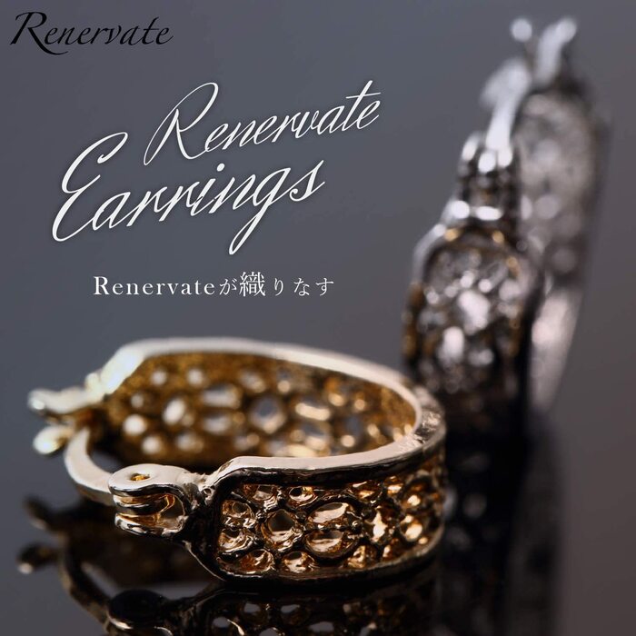 Renervate ピアス 金属アレルギー 18金 18k フープ 揺れる キャッチ シンプル 小さい セット アレルギー ピアス レディース 大人 ブランド ぶらさがり ピアス かわいい 可愛い 韓国 派手 かっこいい 人気 ジュエリー プレゼント 両耳 つけっぱなし シルバー ゴールド(ゴールド)